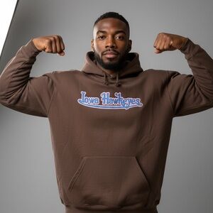 J. America Men/Women Chocolate Brown Iowa Hawkeyes Patchwork Pullover Hoodie XL